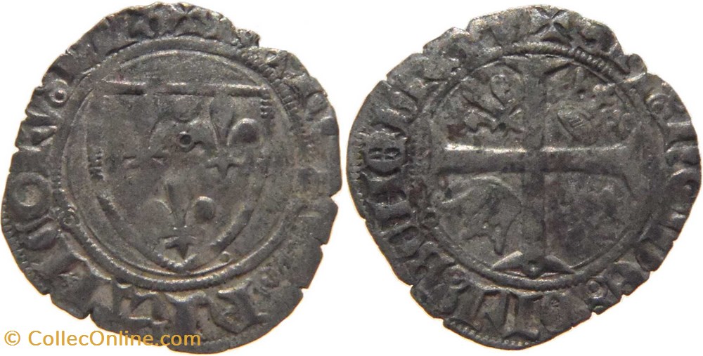 Mâcon 1418-03 blanc dit "guénar" 6è émission type 2 variété Jean-sans-Peur au nom de Charles VI monnaies europe medievale france feodales macon 1418 03 blanc dit guenar 6e emission type 2 variete jean sans peur au nom de charles vi