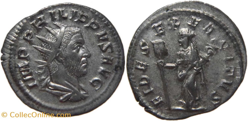 monnaies antiquite av jc romaines republicaines imperiales autre romaine 249 philippe i antoninien au revers fides frappe a rome