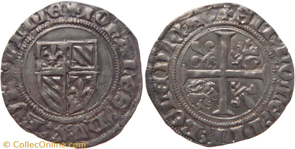 Saint Laurent-lès-Chalon 1412 grand blanc variété au nom de Jean-sans-Peur monnaies france feodales saint laurent les chalon 1412 grand blanc variete au nom de jean sans peur