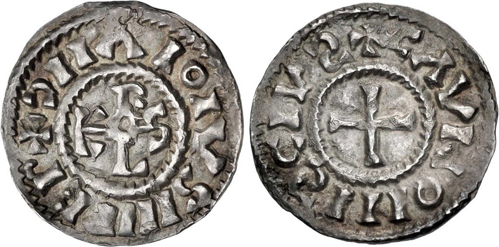 Chalon-sur-Saône 881 à 887 denier au nom de l'empereur Charles III le Gros monnaies europe medievale france carolingiennes chalon sur saone 881 a 887 denier au nom de empereur charles iii le gros
