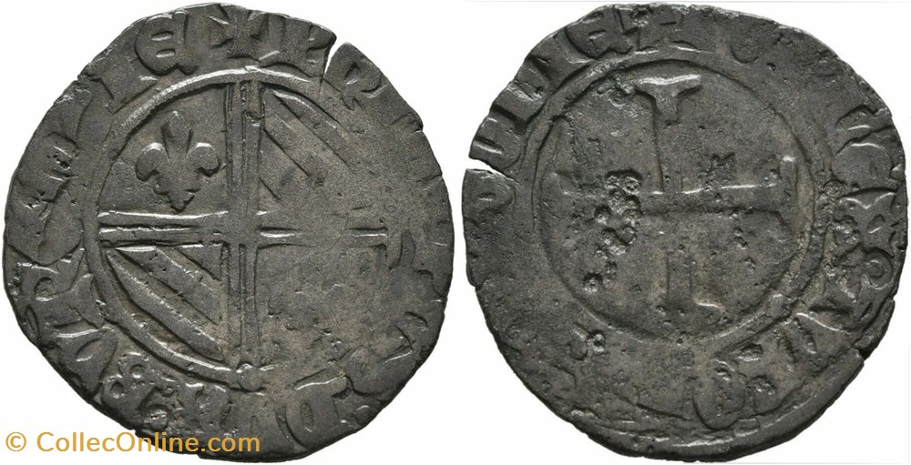 Cuisery 1421-1422 double tournois de type 1 au nom de Philippe-le-Bon monnaies france feodales cuisery 1421 1422 double tournois de type 1 au nom de philippe le bon