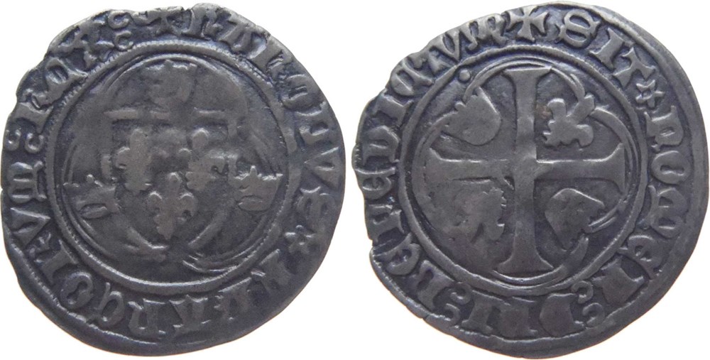 Dijon 1460 blanc à la couronne ducal au nom de Charles VII monnaies europe medievale france feodales dijon 1460 blanc a la couronne ducal au nom de charles vii