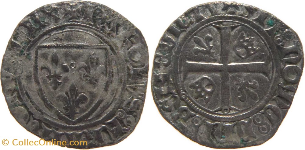 Mâcon 1418-03 blanc dit "guénar" 6è émission type 2 Jean-sans-Peur au nom de Charles VI monnaies europe medievale france feodales macon 1418 03 blanc dit guenar 6e emission type 2 jean sans peur au nom de charles vi