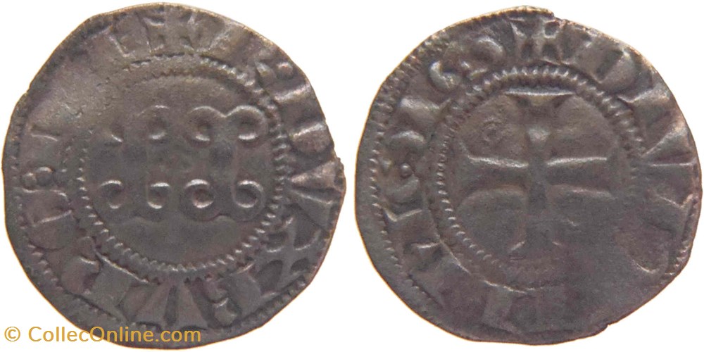 Dijon 1284-1300 denier aux deux annilles doubles de Robert II à légende fautive monnaies france feodales dijon 1284 1300 denier aux deux annilles doubles de robert ii a legende fautive