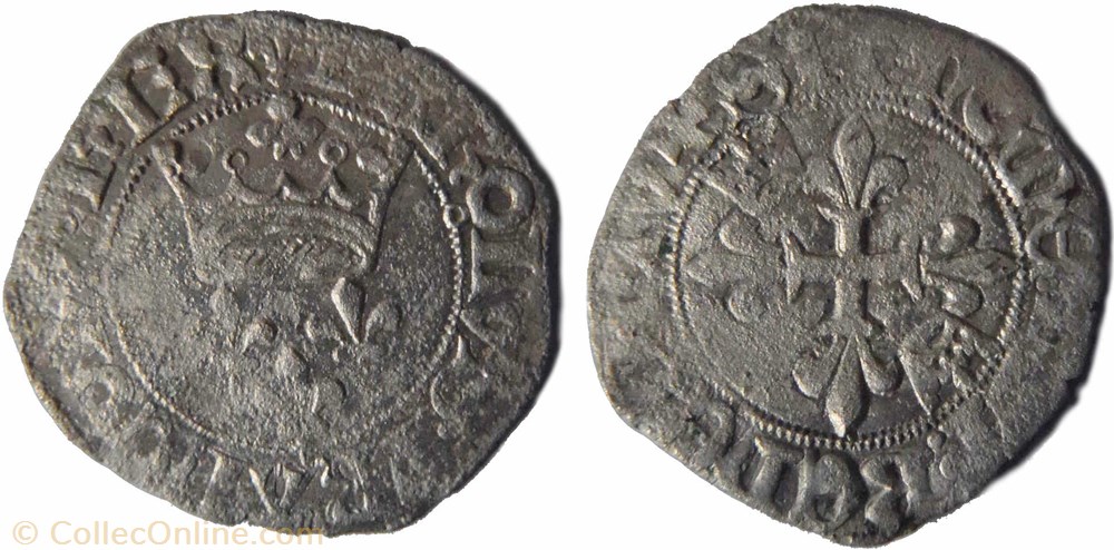 Auxerre 1419-1420 gros dit "florette" variété fautée au nom de Charles VI monnaies europe medievale france royales auxerre 1419 1420 gros dit florette variete fautee au nom de charles vi