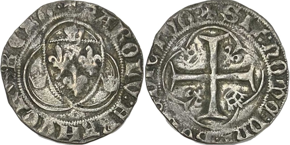 monnaies europe medievale france royales orleans 1436 blanc aux couronnelles legende fautive kar0lv au nom de charles vii