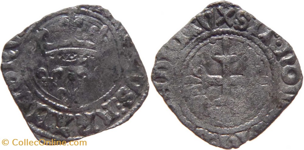 Nevers 1420-1421 gros dit "florette" Charles VI monnaies europe medievale france royales nevers 1420 1421 gros dit florette charles vi