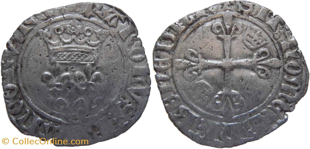 Chalon-sur-Saône 1420 05 gros dit "florette" variété de marque d'atelier au nom de Charles VI monnaies europe medievale france feodales chalon sur saone 1420 05 gros dit florette variete de marque atelier au nom de charles vi
