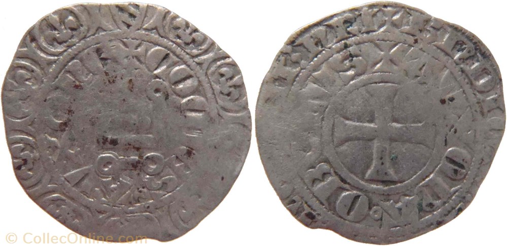 Auxonne 1327-1329 demi gros (maille blanche) hybride du règne de Eudes IV monnaies europe medievale france feodales auxonne 1327 1329 demi gros maille blanche hybride du regne de eudes iv