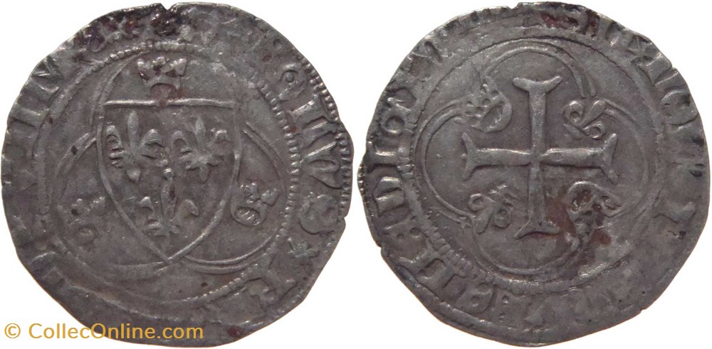 Saint Pourçain 1455 blanc aux couronnelles au nom de Charles VII monnaies europe medievale france royales saint pourcain 1455 blanc aux couronnelles au nom de charles vii