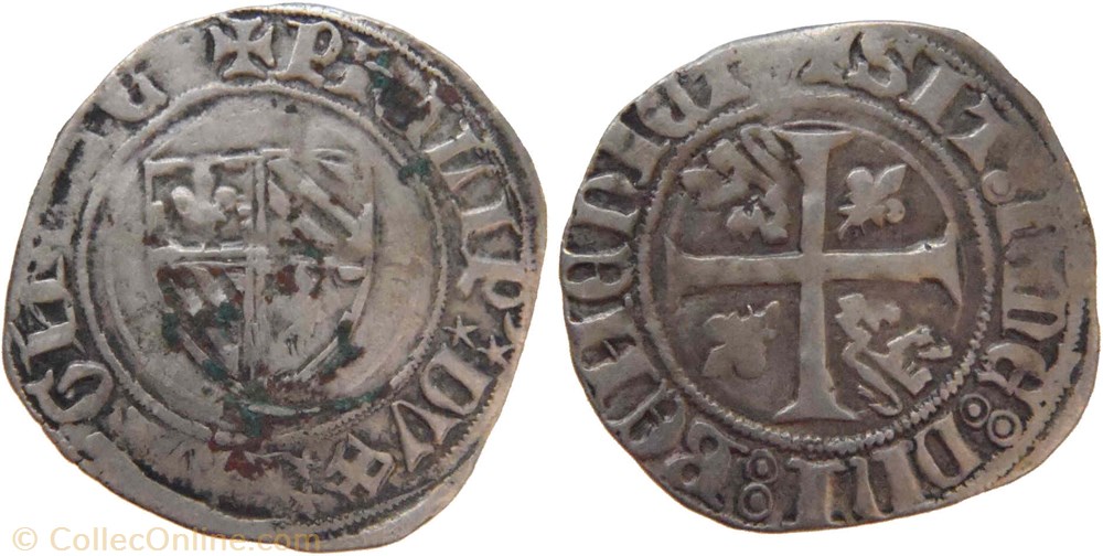 monnaies europe medievale france feodales auxonne 1395 1398 grand blanc type 2 a legendes fautees au nom de philippe le hardi