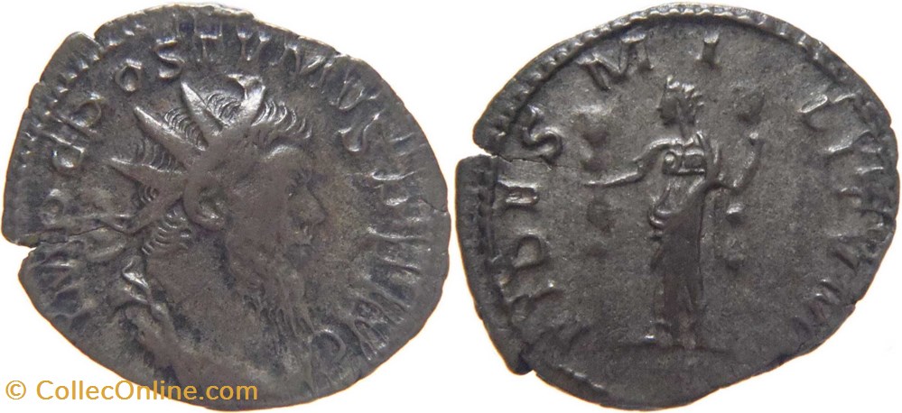 Postume 260-261 antoninien au revers Fides frappé à Trèves monnaies antiquite av jc romaines republicaines imperiales postume 260 261 antoninien au revers fides frappe a treves