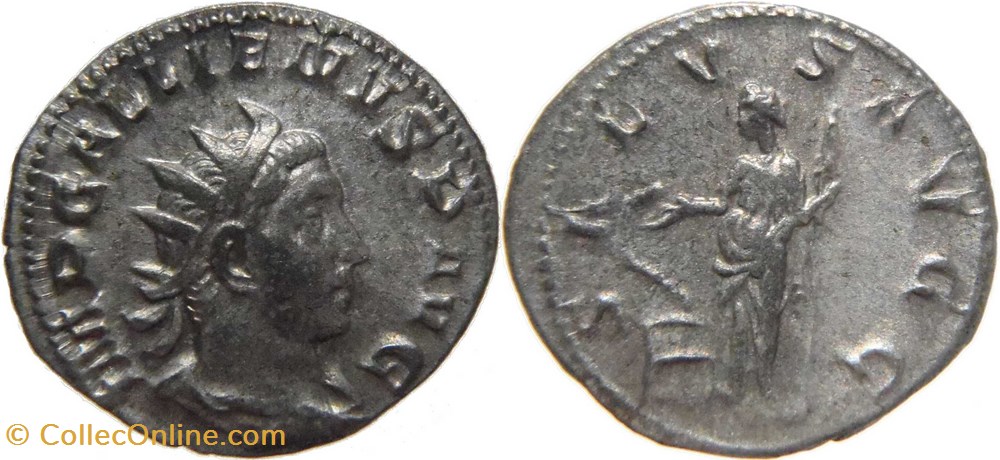 monnaies antiquite av jc romaines republicaines imperiales autre romaine 254 256 gallien antoninien au revers salus frappe a viminacium