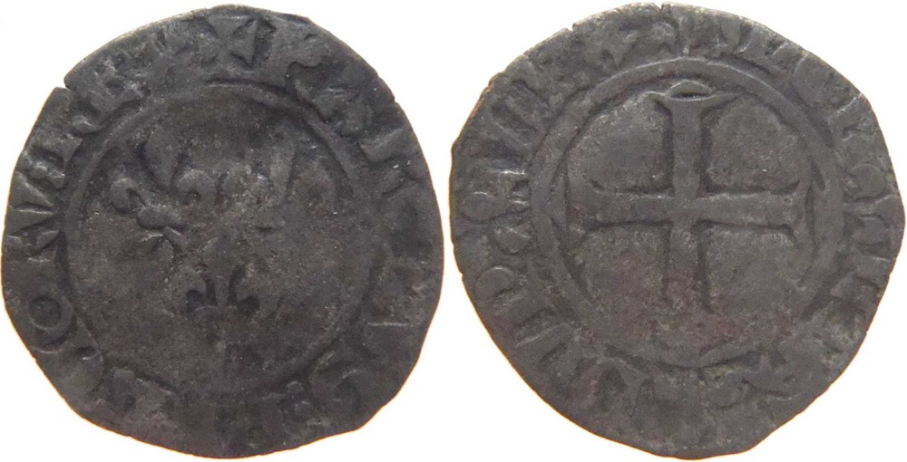 Mâcon 1389 double tournois 2è émission au nom de Charles VI autre exemplaire monnaies europe medievale france royales macon 1389 double tournois 2e emission au nom de charles vi autre exemplaire