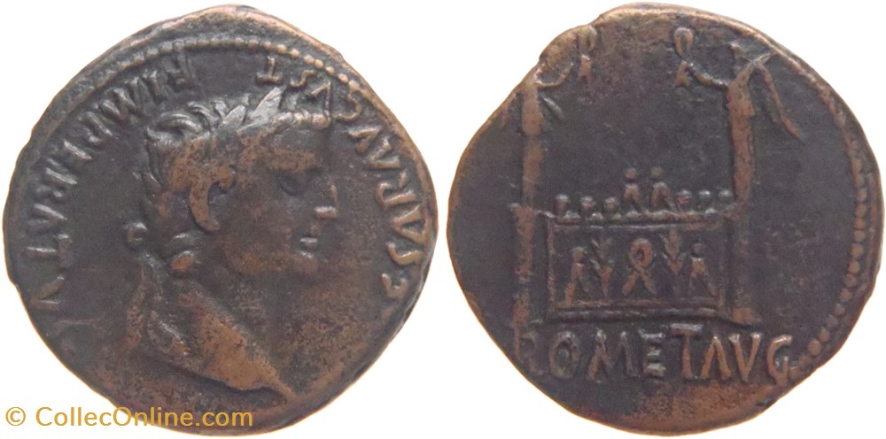 Lyon 12 à 14 Tibère as à l'autel des Gaules monnaies antiquite av jc ap romaines republicaines imperiales lyon 12 a 14 tibere as a autel des gaules