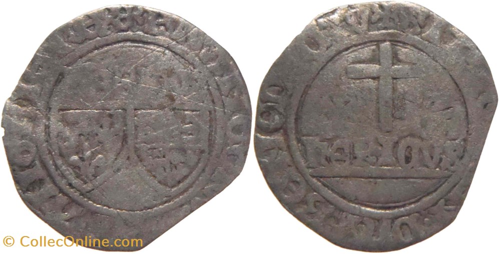 monnaies france feodales auxerre 1422 1435 blanc aux ecus accostes du duc philippe le bon au nom henri vi angleterre