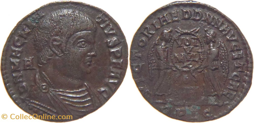 monnaies antiquite av jc ap romaines republicaines imperiales lyon 351 magnence maiorina au revers victoires