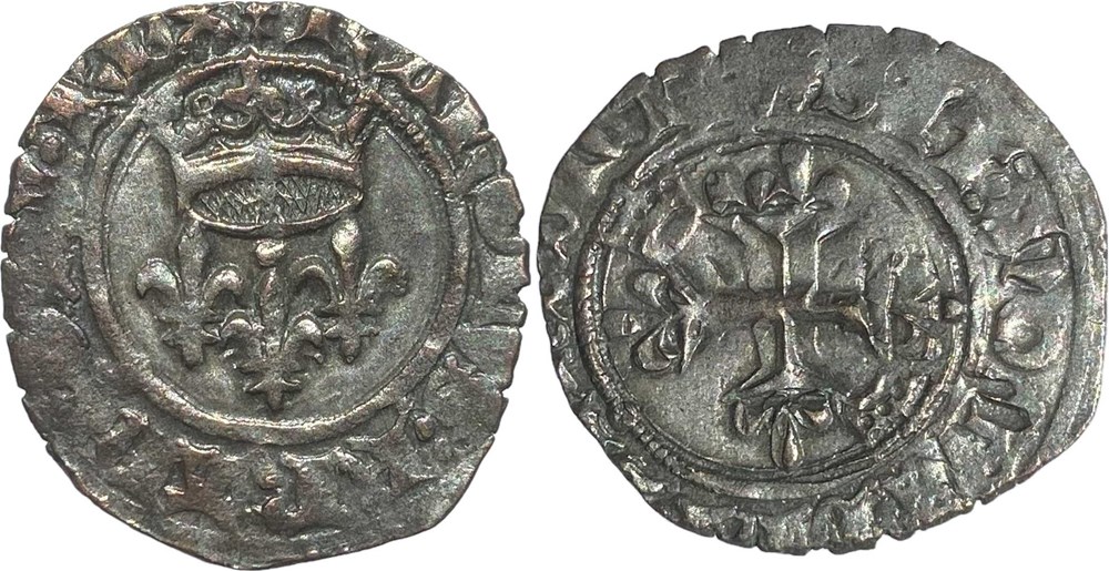 Mâcon 1419-9 à 1420-03 gros dit "florette" 5è émission royale au nom de Charles VI monnaies europe medievale france royales macon 1419 9 a 1420 03 gros dit florette 5e emission royale au nom de charles vi