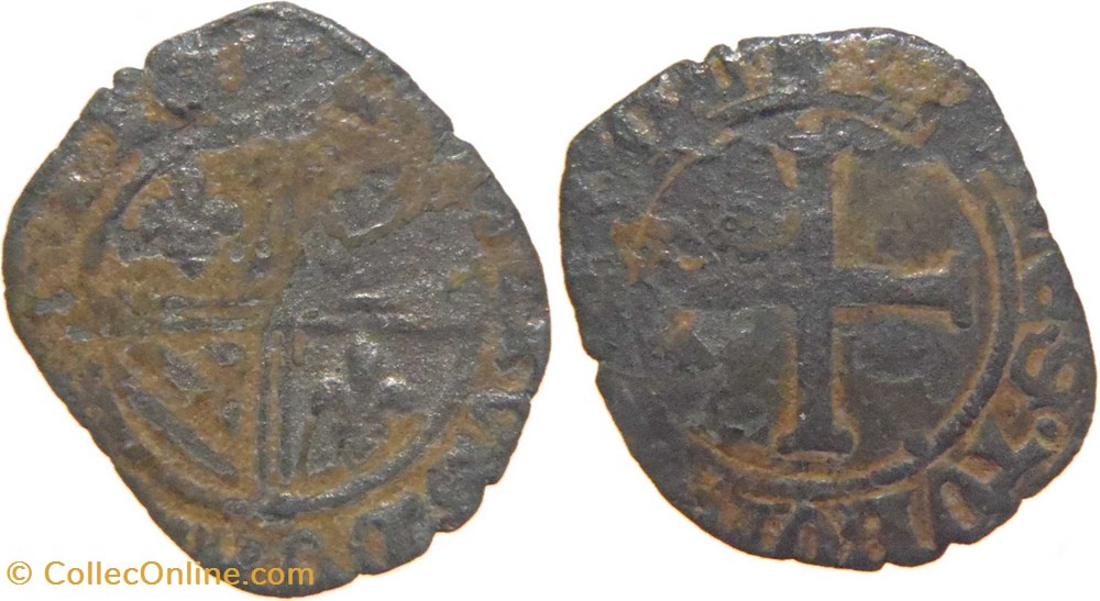 Cuisery 1421-1422 double tournois de type 1 variété au nom de Philippe-le-Bon monnaies france feodales cuisery 1421 1422 double tournois de type 1 variete au nom de philippe le bon