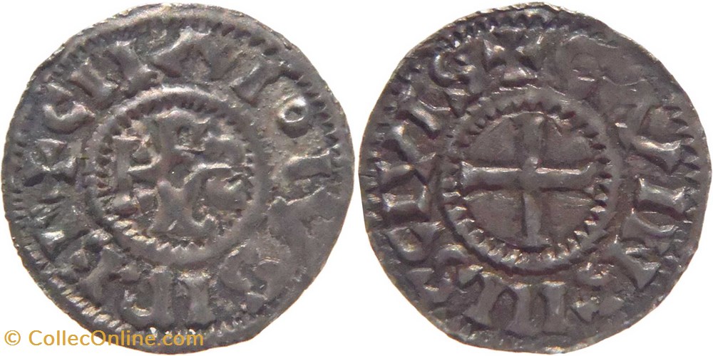 Chalon-sur-Saône 875 à 877 denier au nom de l'empereur Charles II le Chauve monnaies europe medievale france carolingiennes chalon sur saone 875 a 877 denier au nom de empereur charles ii le chauve