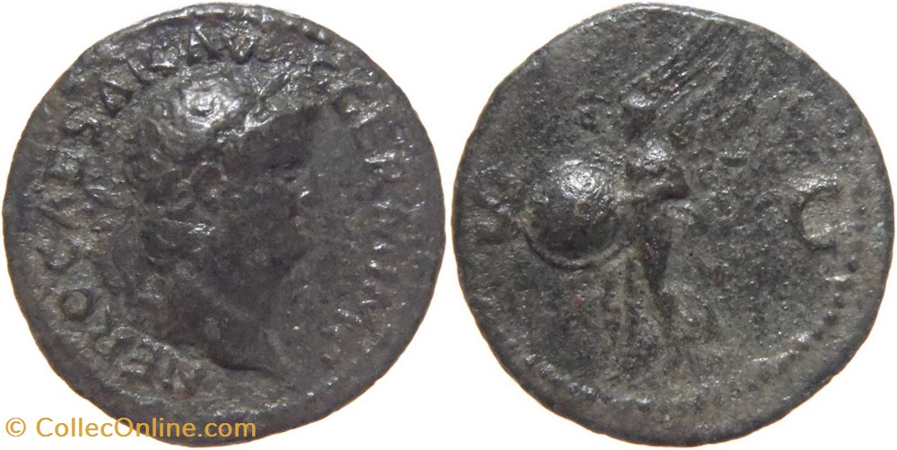 monnaies antiquite av jc romaines republicaines imperiales autre romaine 54 58 neron as au revers victoire frappe a rome