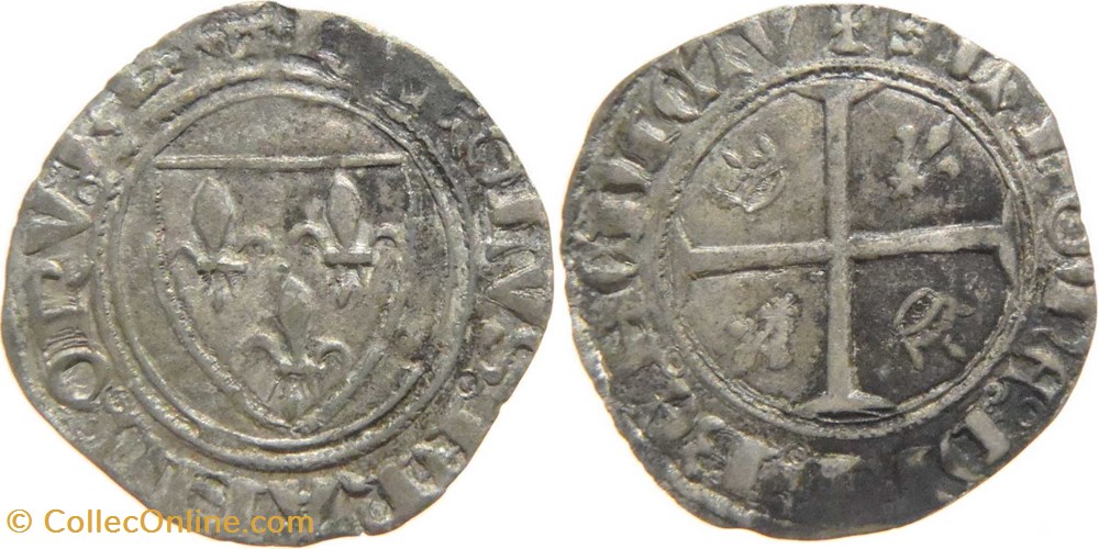 Mâcon 1411 4ème trimestre blanc dit "guénar" 4è émission type 1 au nom de Charles VI monnaies europe medievale france royales macon 1411 4eme trimestre blanc dit guenar 4e emission type 1 au nom de charles vi