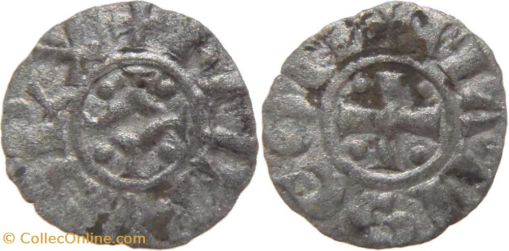 Mâcon 1137-1239 obole à la croix cantonnée au nom de Philippe Ier fautée FILPVS monnaies europe medievale france feodales macon 1137 1239 obole a la croix cantonnee au nom de philippe ier fautee filpvs