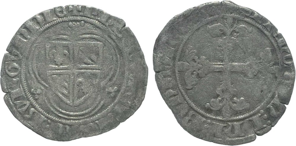 monnaies europe medievale france feodales auxonne 1422 a 1423 blanc a ecu dans un trilobe variete au nom de philippe le bon