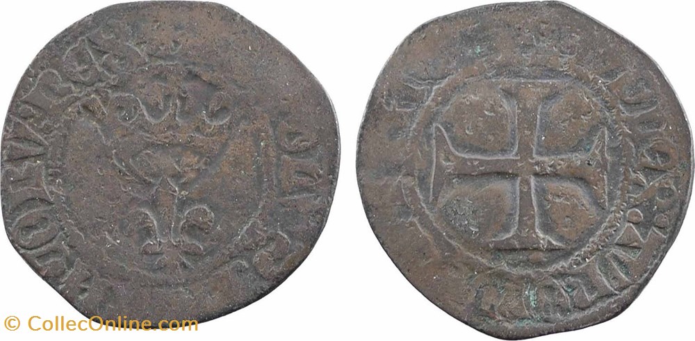 Mâcon 1421 double tournois dit "niquet" type 2 fauté variété au nom de Charles VI monnaies europe medievale france royales macon 1421 double tournois dit niquet type 2 faute variete au nom de charles vi