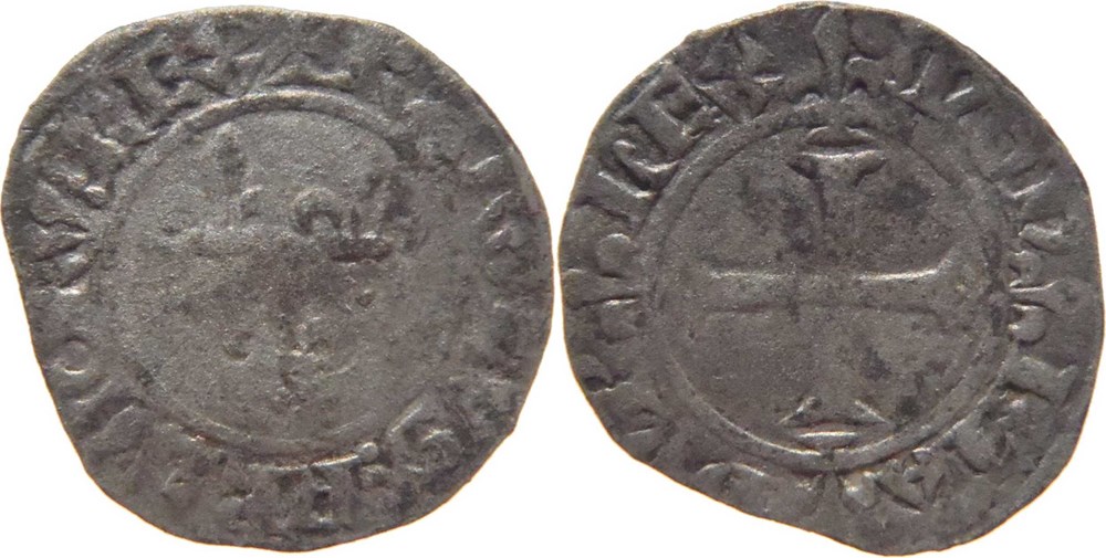 Mâcon 1411 à 1412 double tournois 3è émission au nom de Charles VI autre exemplaire monnaies europe medievale france royales macon 1411 a 1412 double tournois 3e emission au nom de charles vi autre exemplaire
