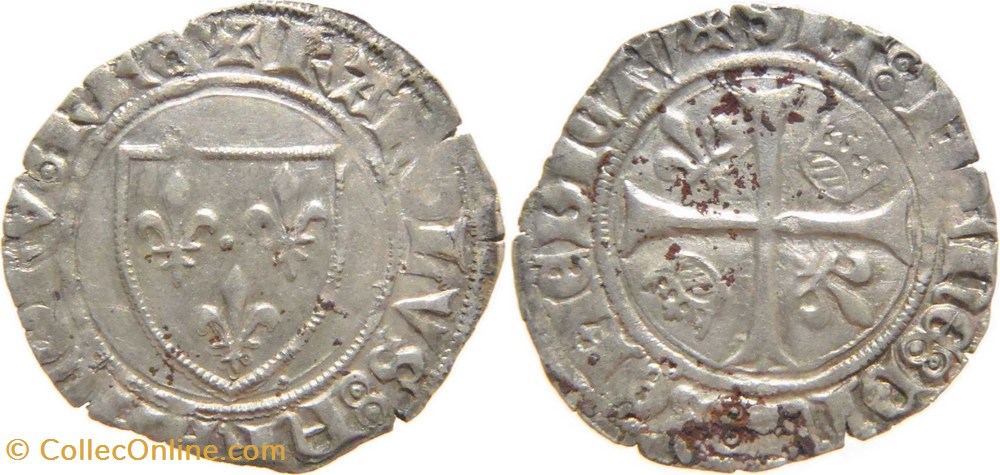 Mâcon 1417-10 à 11 blanc dit "guénar" 5è émission type 1 variété Jean-sans-Peur au nom de Charles VI monnaies europe medievale france feodales macon 1417 10 a 11 blanc dit guenar 5e emission type 1 variete jean sans peur au nom de charles vi