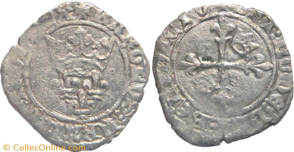 Chalon-sur-Saône 1419-06 à 07 gros dit "florette" inédit au profit d'Isabeau épouse de Charles VI monnaies europe medievale france feodales chalon sur saone 1419 06 a 07 gros dit florette inedit au profit isabeau epouse de charles vi
