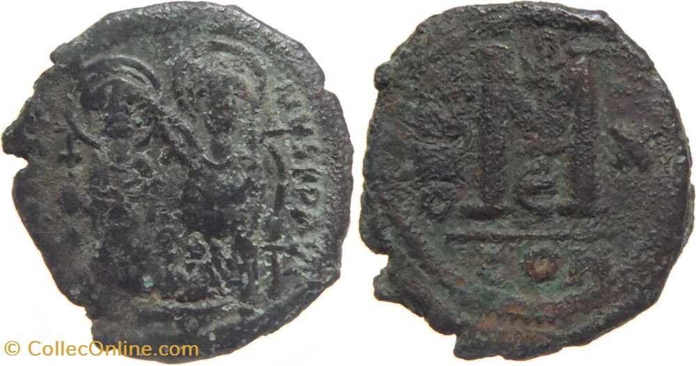 byzantine Constantinople follis bonze Justin II à identifier monnaies byzantines byzantine constantinople follis bonze justin ii a identifier