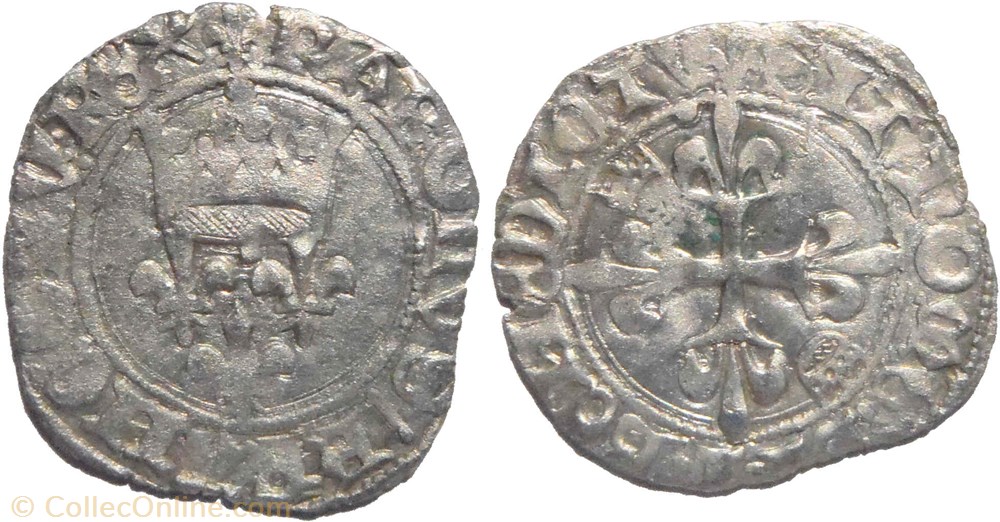 Nevers 1419-1420 gros dit "florette" Charles VI monnaies europe medievale france royales nevers 1419 1420 gros dit florette charles vi