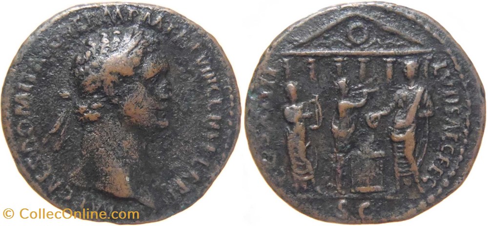 autre romaine 88 Domitien as au revers Domitien pratiquant un sacrifice frappé à Rome monnaies antiquite av jc romaines republicaines imperiales autre romaine 88 domitien as au revers domitien pratiquant un sacrifice frappe a rome