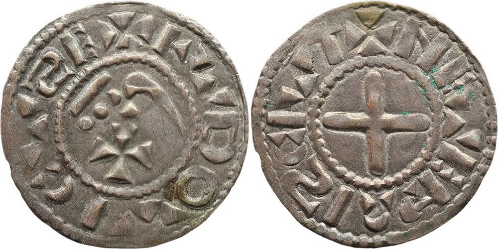 Nevers, comté de, 1100-1150 denier immobilisé au nom de Louis IV d'Outremer monnaies europe medievale france feodales nevers comte de 1100 1150 denier immobilise au nom de louis iv outremer