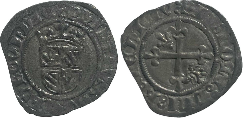 monnaies europe medievale france feodales cuisery 1420 05 a 1421 10 gros a deux c superposes initiaux variete au nom de philippe le bon