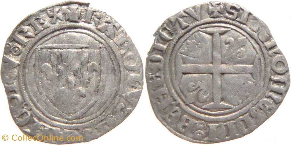 Mâcon 1412 à 1413 blanc dit "guénar" 4è émission type 2 au nom de Charles VI monnaies europe medievale france royales macon 1412 a 1413 blanc dit guenar 4e emission type 2 au nom de charles vi