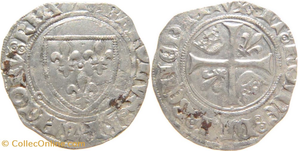 Mâcon 1417-10 à 11 blanc dit "guénar" 5è émission type 1 du duc Jean-sans-Peur au nom de Charles VI monnaies europe medievale france feodales macon 1417 10 a 11 blanc dit guenar 5e emission type 1 du duc jean sans peur au nom de charles vi