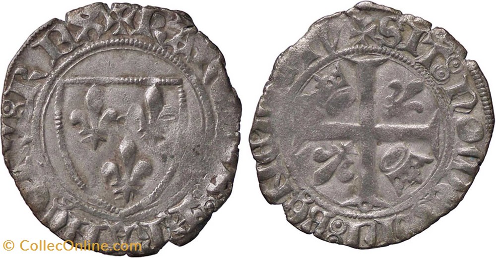 Mâcon 1418-03 blanc dit "guénar" 6è émission type 2 variété Jean-sans-Peur au nom de Charles VI monnaies europe medievale france feodales macon 1418 03 blanc dit guenar 6e emission type 2 variete jean sans peur au nom de charles vi