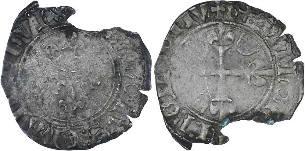 Beaucaire 1419-1421 fin gros dit "florette" émission delphinale au nom de Charles VI monnaies europe medievale france royales beaucaire 1419 1421 fin gros dit florette emission delphinale au nom de charles vi