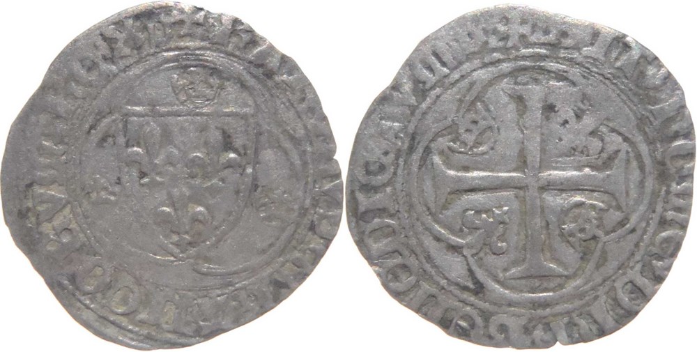 Villefranche-de-Rouergue 1447-01 blanc aux couronnelles au nom de Charles VII monnaies europe medievale france royales villefranche de rouergue 1447 01 blanc aux couronnelles au nom de charles vii