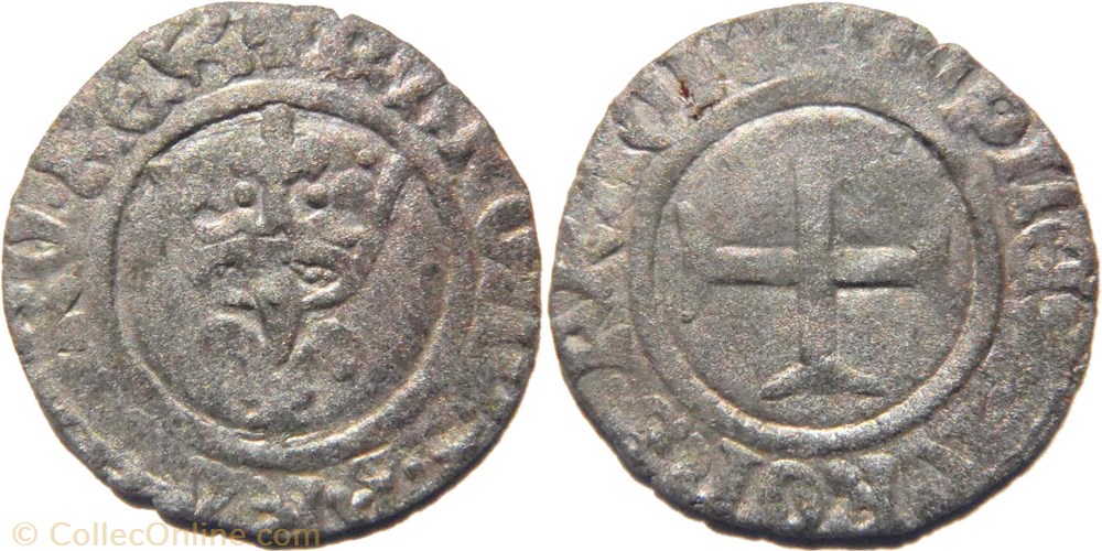 Auxerre 1421 double tournois dit "niquet" Charles VI monnaies europe medievale france royales auxerre 1421 double tournois dit niquet charles vi