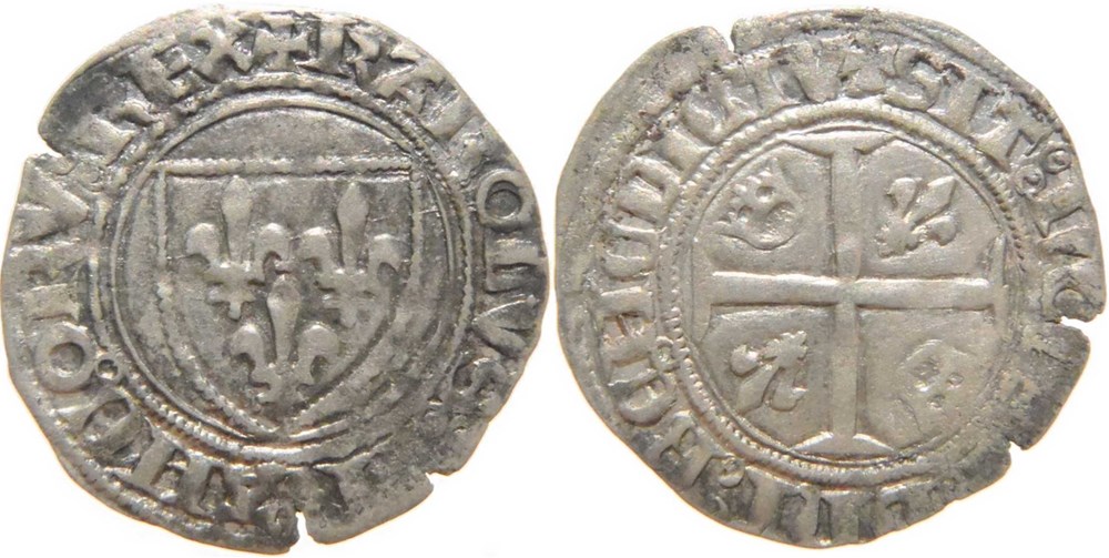 Mâcon 1413 à 1417 blanc dit "guénar" 4è émission type 3 au nom de Charles VI autre exemplaire monnaies europe medievale france royales macon 1413 a 1417 blanc dit guenar 4e emission type 3 au nom de charles vi autre exemplaire