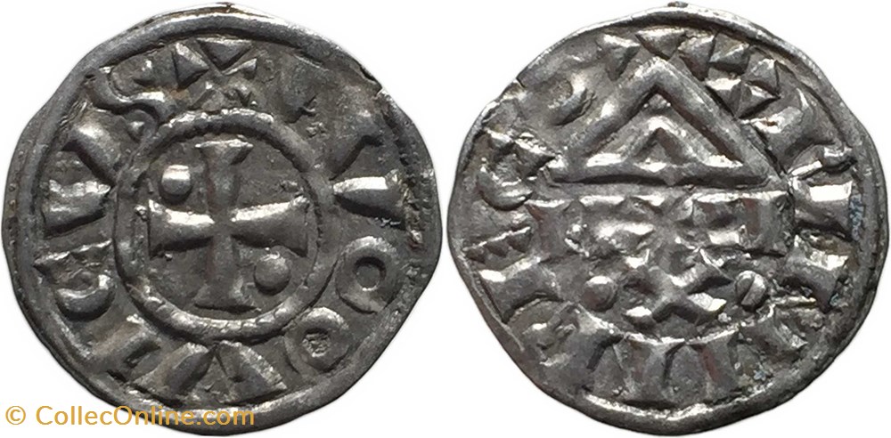 6/- Saint Claude 1000-1200 denier au temple de type 1 imité du denier de Louis-le-Pieux monnaies europe medievale france feodales 6 saint claude 1000 1200 denier au temple de type 1 imite du denier de louis le pieux
