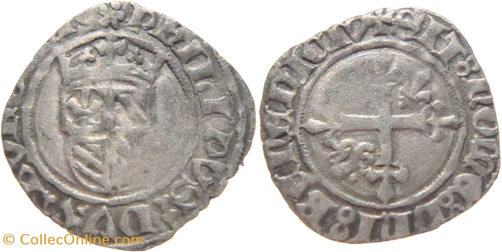 Cuisery 1420-05 gros à quintefeuille initiale fauté au nom de Philippe-le-Bon monnaies europe medievale france feodales cuisery 1420 05 gros a quintefeuille initiale faute au nom de philippe le bon