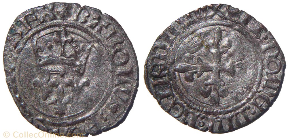 Auxerre 1420-1421 gros dit "florette" Charles VI monnaies europe medievale france royales auxerre 1420 1421 gros dit florette charles vi