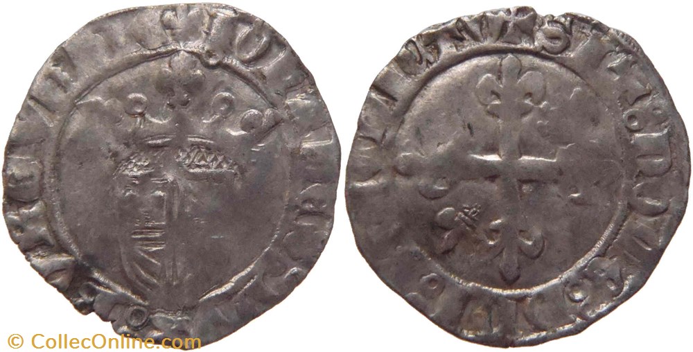 Auxonne 1419-08 à 09 gros variété inédite et meubles inversés au nom de Jean-sans-Peur monnaies europe medievale france feodales auxonne 1419 08 a 09 gros variete inedite et meubles inverses au nom de jean sans peur