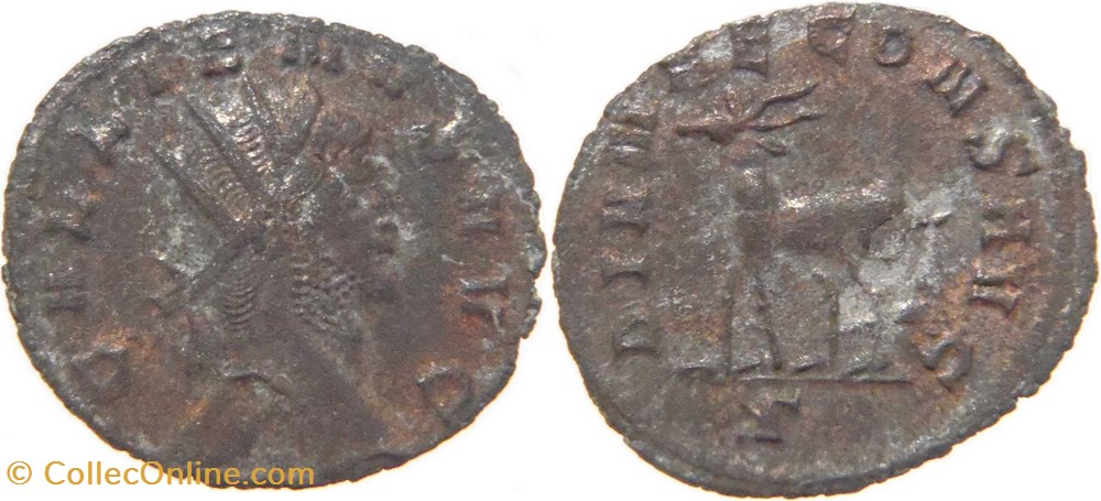 monnaies antiquite av jc romaines republicaines imperiales autre romaine 267 268 gallien antoninien au revers dianae frappe a rome