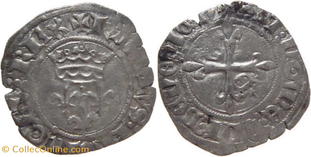 Mâcon 1418-9 à 1419-3 gros dit "florette" 3è émission ducale Jean-sans-Peur au nom de Charles VI monnaies europe medievale france feodales macon 1418 9 a 1419 3 gros dit florette 3e emission ducale jean sans peur au nom de charles vi